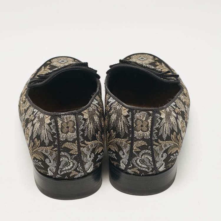مملوكة مسبقًا Dolce & Gabbana Black/Metallic Brocade Fabric Loafers 39.5