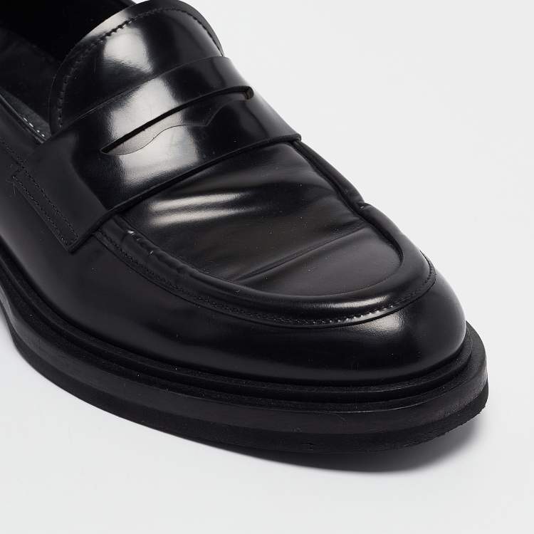 Pre Owned Dolce & Gabbana Black Leather Slip On Loafers Size 40