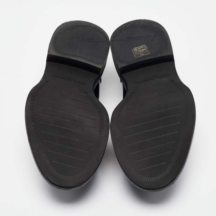 Pre Owned Dolce & Gabbana Black Leather Slip On Loafers Size 40
