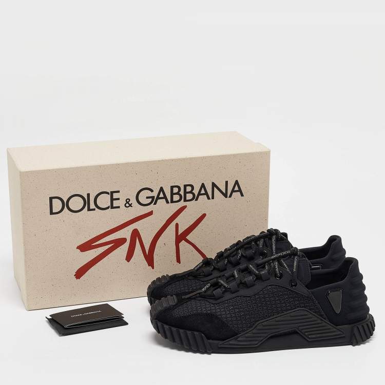 Pre Owned Dolce & Gabbana Black Neoprene and Suede Ns1 Lace Up Sneakers Size 41
