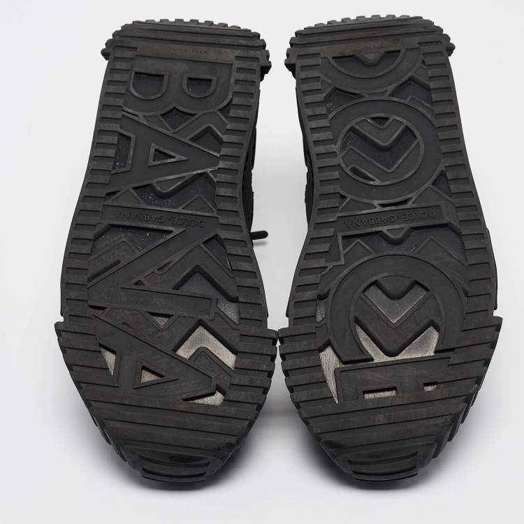 Pre Owned Dolce & Gabbana Black Neoprene and Suede Ns1 Lace Up Sneakers Size 41