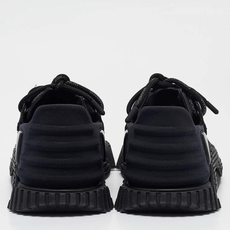 Pre Owned Dolce & Gabbana Black Neoprene and Suede Ns1 Lace Up Sneakers Size 41