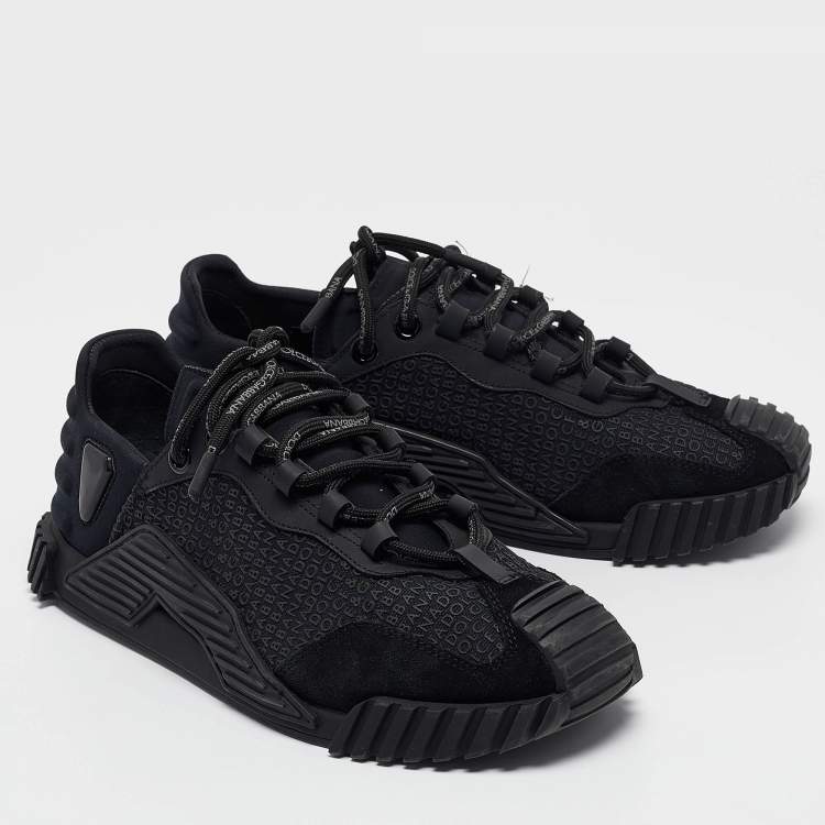 Pre Owned Dolce & Gabbana Black Neoprene and Suede Ns1 Lace Up Sneakers Size 41