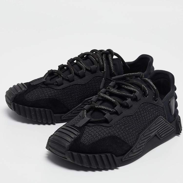 Pre Owned Dolce & Gabbana Black Neoprene and Suede Ns1 Lace Up Sneakers Size 41