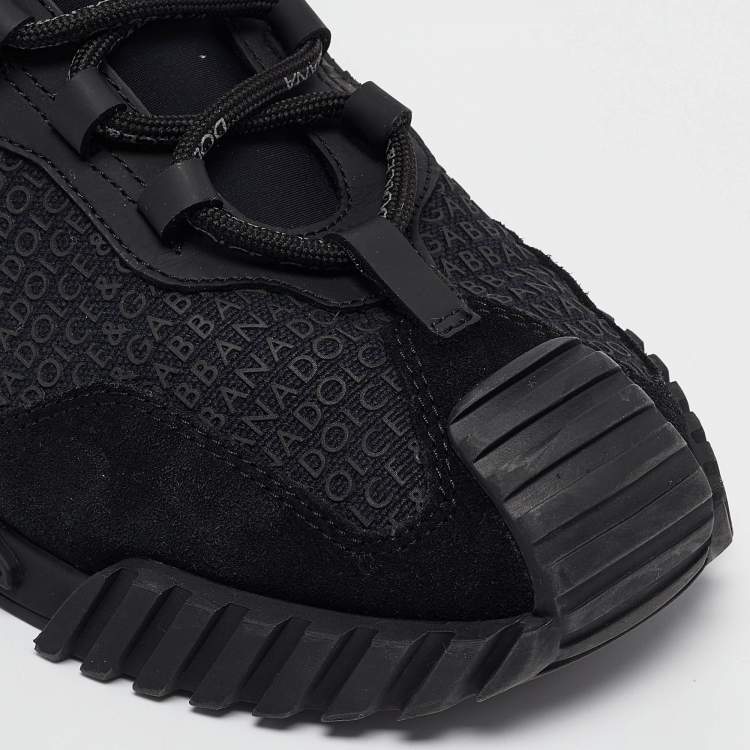 Pre Owned Dolce & Gabbana Black Neoprene and Suede Ns1 Lace Up Sneakers Size 41