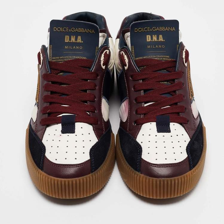 Pre Owned Dolce & Gabbana Multicolor Leather and Nylon Lace Up Sneakers Size 40.5