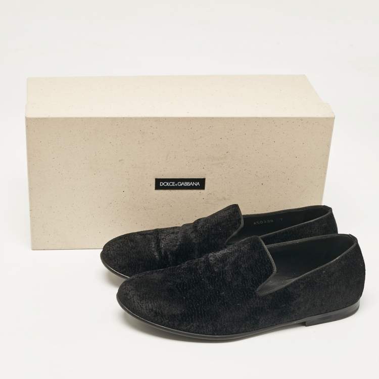 Pre Owned Dolce & Gabbana Black Velvet Smoking Slippers Size 41
