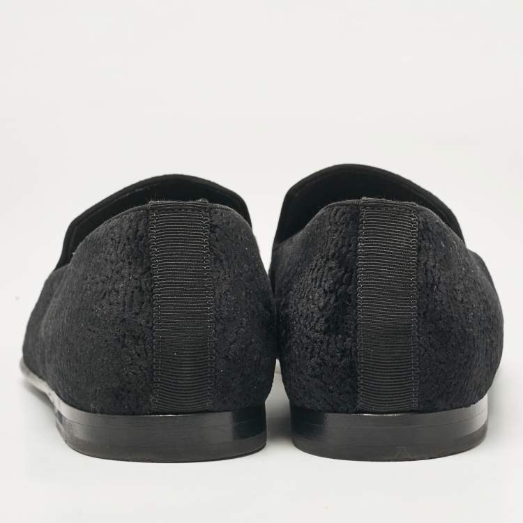 Pre Owned Dolce & Gabbana Black Velvet Smoking Slippers Size 41