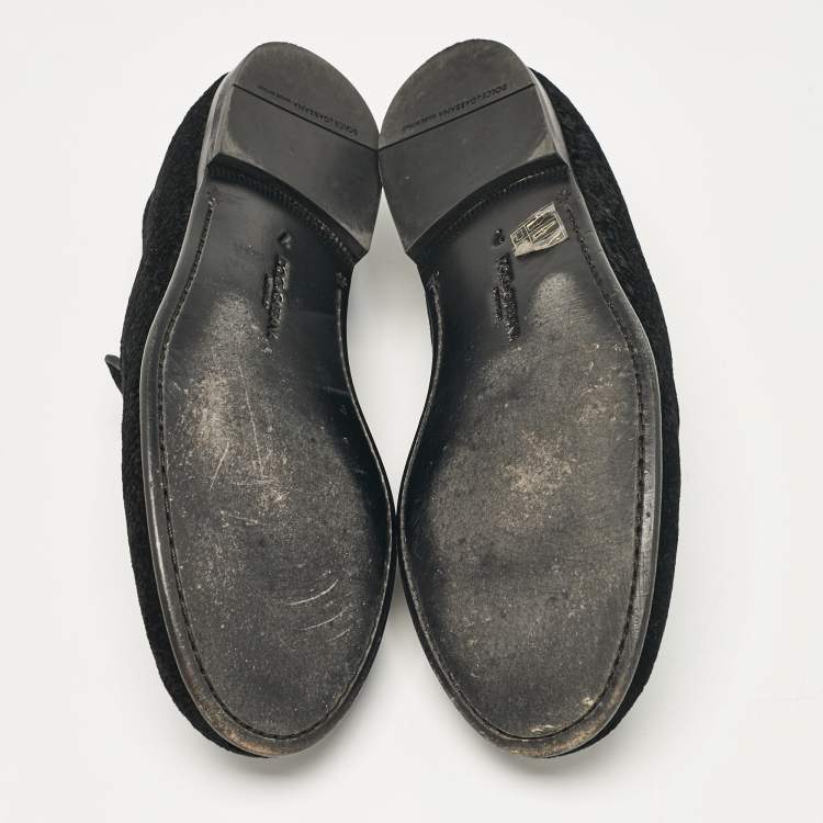 Pre Owned Dolce & Gabbana Black Velvet Smoking Slippers Size 41