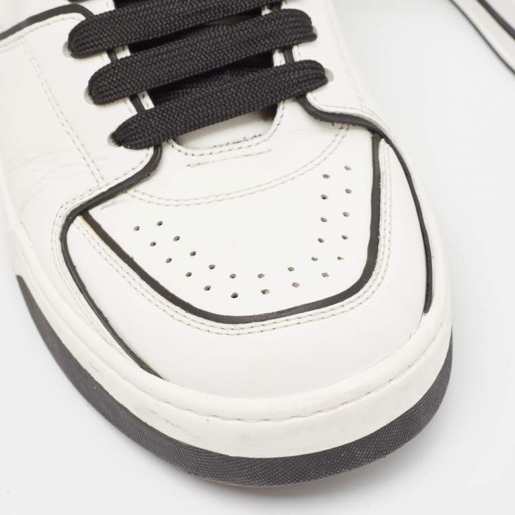 Pre Owned Dolce & Gabbana White/Black Leather New Roma Sneakers Size 40.5
