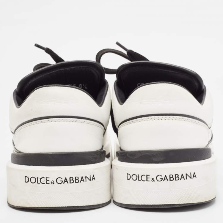 Pre Owned Dolce & Gabbana White/Black Leather New Roma Sneakers Size 40.5
