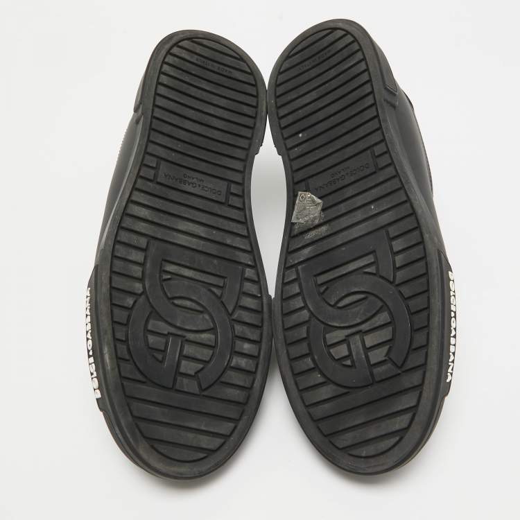 Pre Owned Dolce & Gabbana Black Leather Portofino Low Top Sneakers Size 43