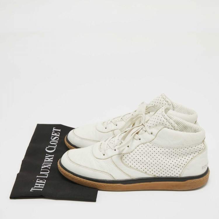 Pre Owned Dolce & Gabbana White Leather Lace Up Sneakers Size  43
