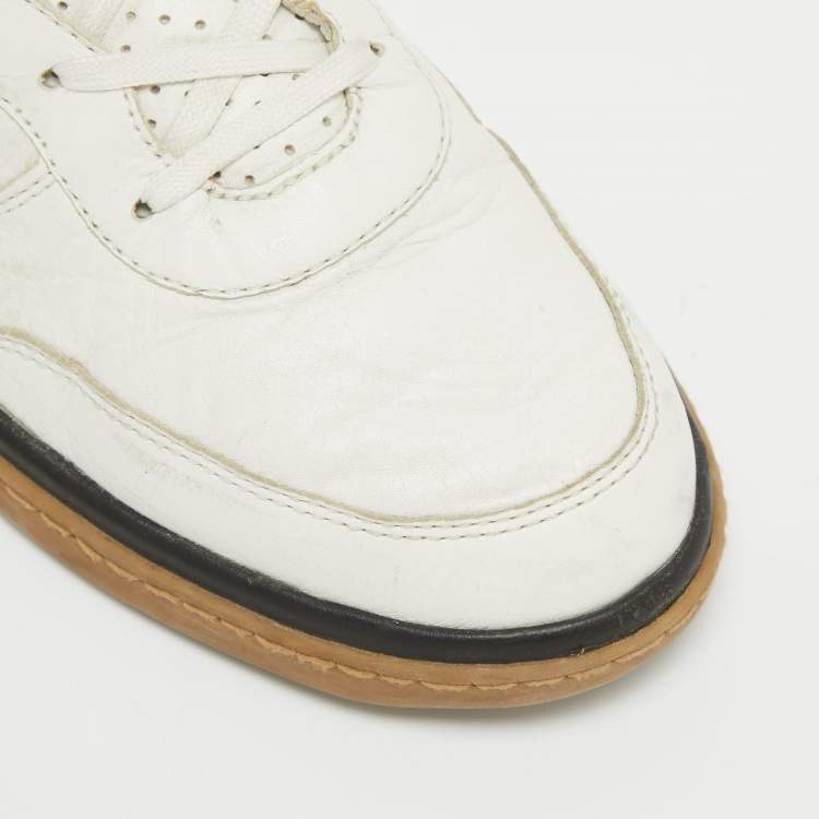 Pre Owned Dolce & Gabbana White Leather Lace Up Sneakers Size  43