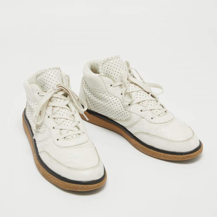 Pre Owned Dolce & Gabbana White Leather Lace Up Sneakers Size  43
