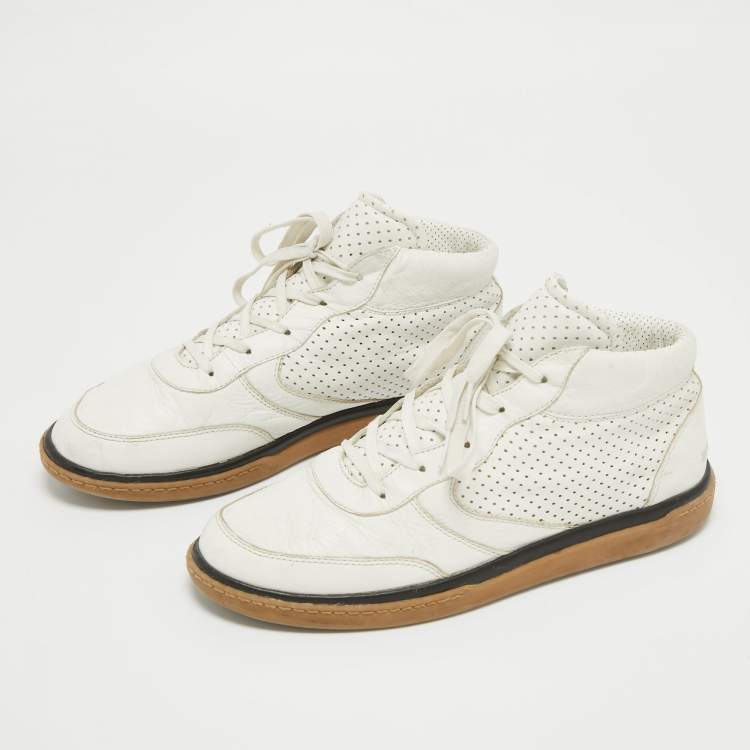 Pre Owned Dolce & Gabbana White Leather Lace Up Sneakers Size  43