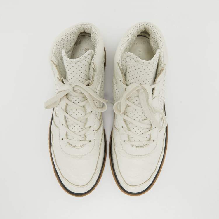 Pre Owned Dolce & Gabbana White Leather Lace Up Sneakers Size  43
