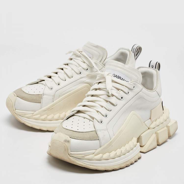 Dolce & Gabbana White Leather Super King Lace Up Sneakers Dolce & Gabbana White Leather Super King Lace Up Sneakers