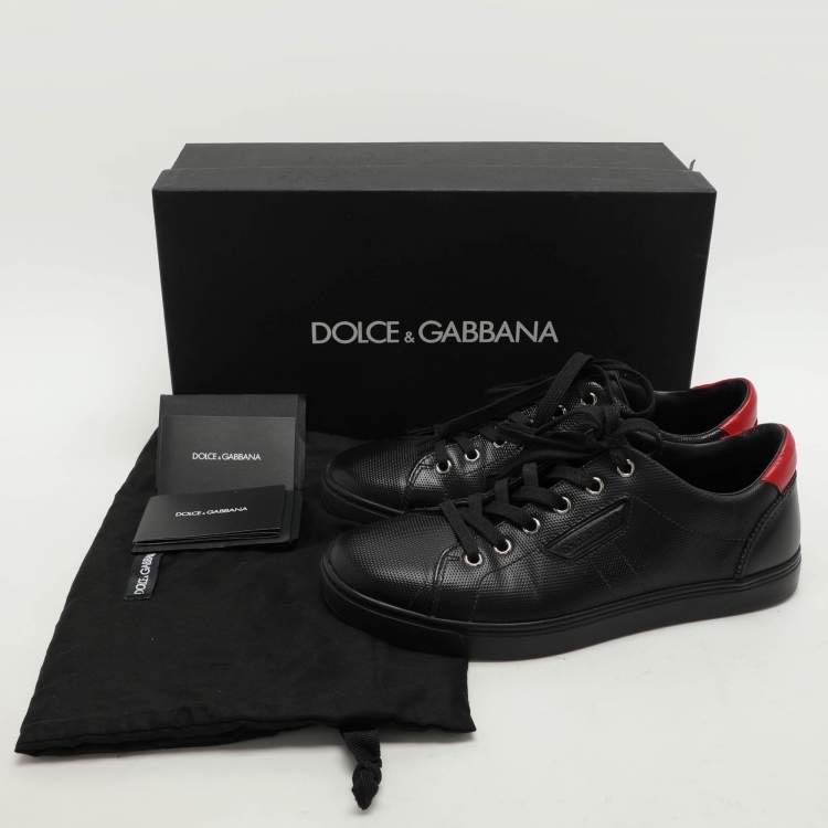 Pre Owned Dolce & Gabbana Black Leather Portofino Low Top Sneakers Size 39