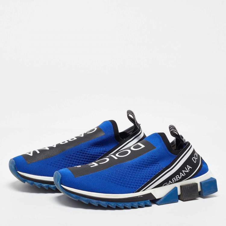 مملوكة مسبقًا Dolce & Gabbana Blue Knit Fabric Sorrento Slip on Sneakers Size 43.5
