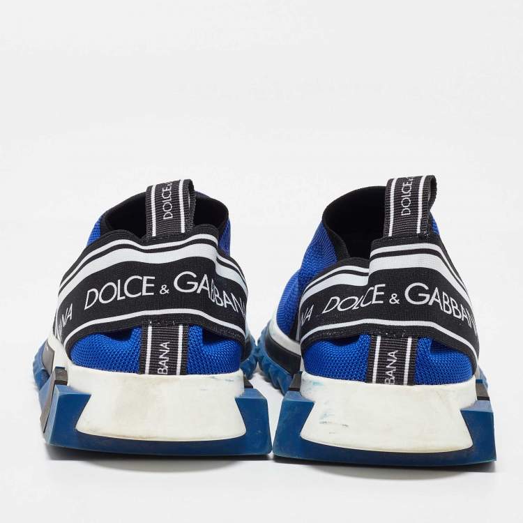 مملوكة مسبقًا Dolce & Gabbana Blue Knit Fabric Sorrento Slip on Sneakers Size 43.5
