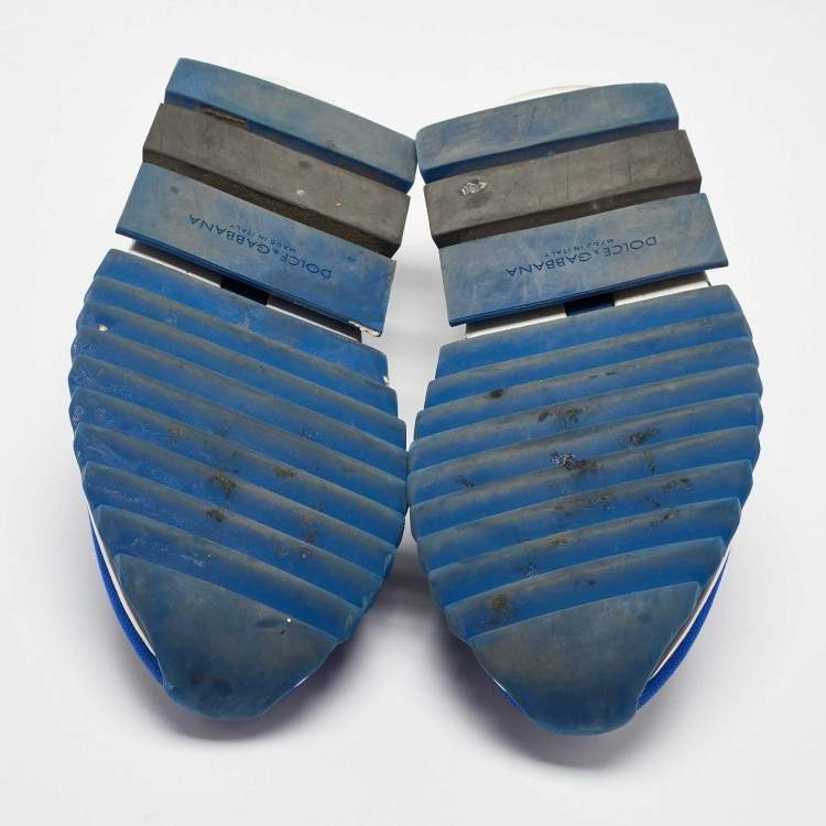 مملوكة مسبقًا Dolce & Gabbana Blue Knit Fabric Sorrento Slip on Sneakers Size 43.5