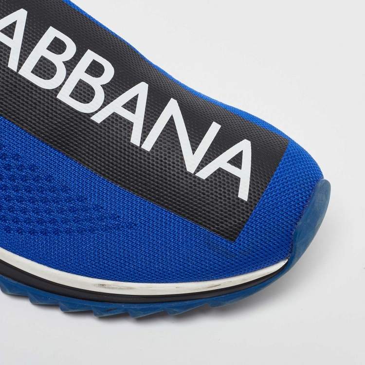 مملوكة مسبقًا Dolce & Gabbana Blue Knit Fabric Sorrento Slip on Sneakers Size 43.5