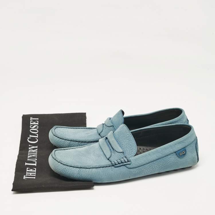 Pre Owned Dolce & Gabbana Blue Nubuck Leather Loafers Size 42.5