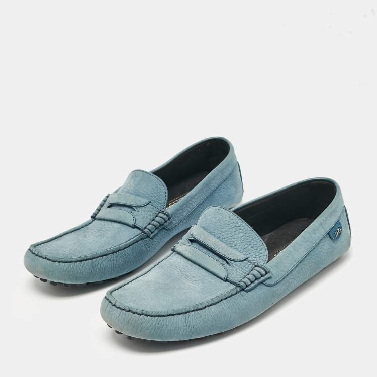 Pre Owned Dolce & Gabbana Blue Nubuck Leather Loafers Size 42.5
