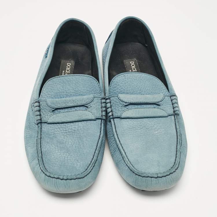 Pre Owned Dolce & Gabbana Blue Nubuck Leather Loafers Size 42.5