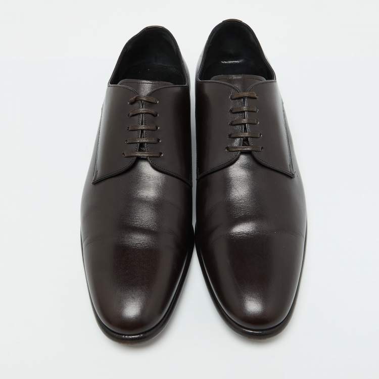 Pre Owned Dolce & Gabbana Dark Brown Leather Lace Up Derby Size 43