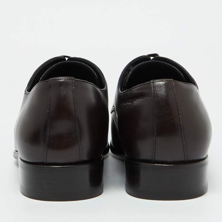Pre Owned Dolce & Gabbana Dark Brown Leather Lace Up Derby Size 43