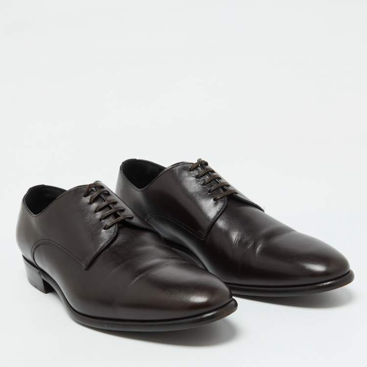 Pre Owned Dolce & Gabbana Dark Brown Leather Lace Up Derby Size 43