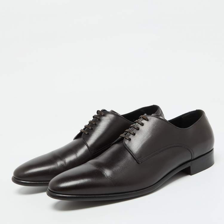 Pre Owned Dolce & Gabbana Dark Brown Leather Lace Up Derby Size 43