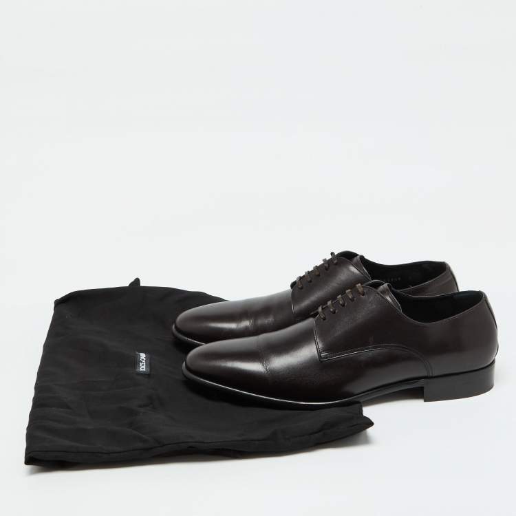 Pre Owned Dolce & Gabbana Dark Brown Leather Lace Up Derby Size 43