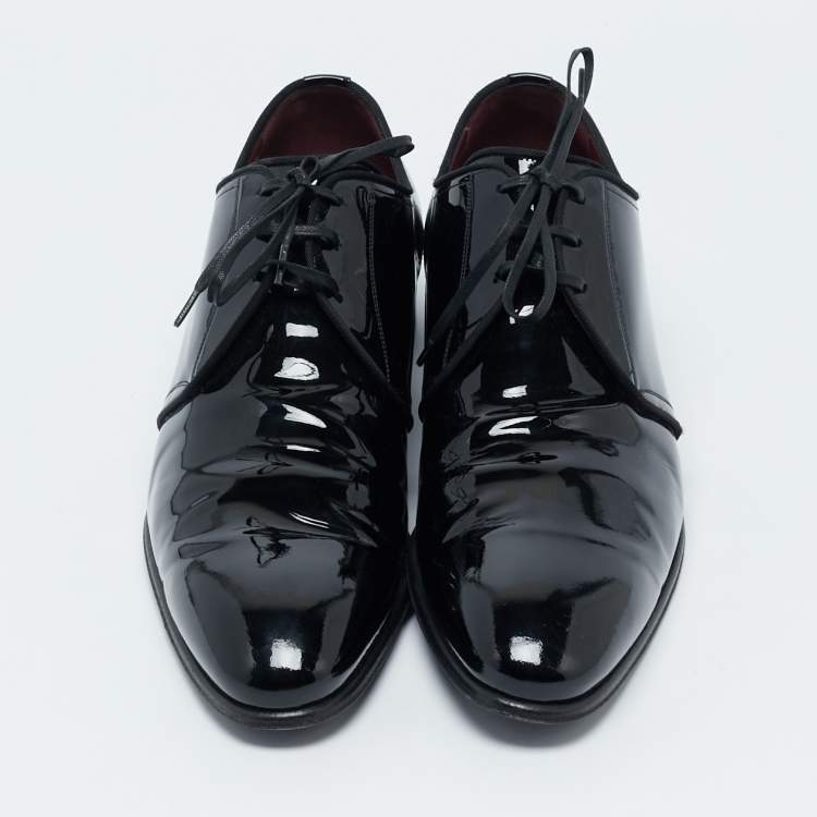 Pre Owned Dolce & Gabbana Black Patent Leather Lace-Up Derby Size 43
