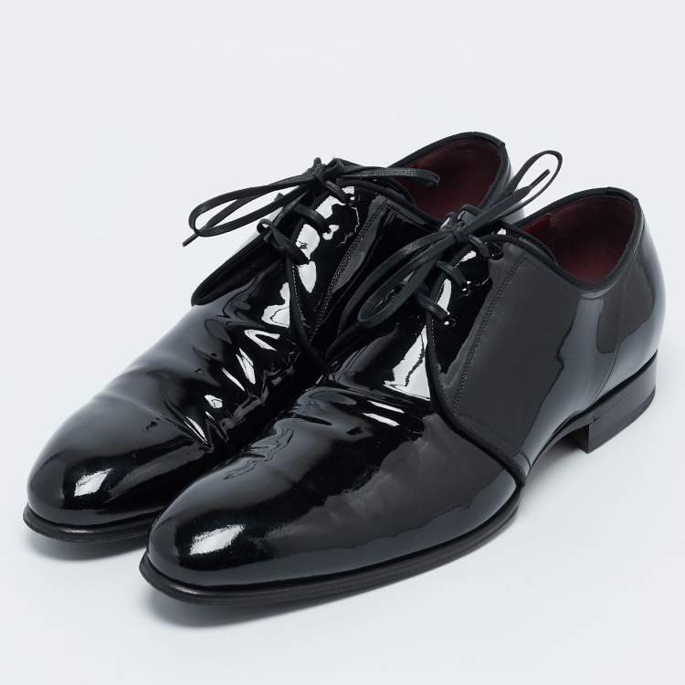 Pre Owned Dolce & Gabbana Black Patent Leather Lace-Up Derby Size 43