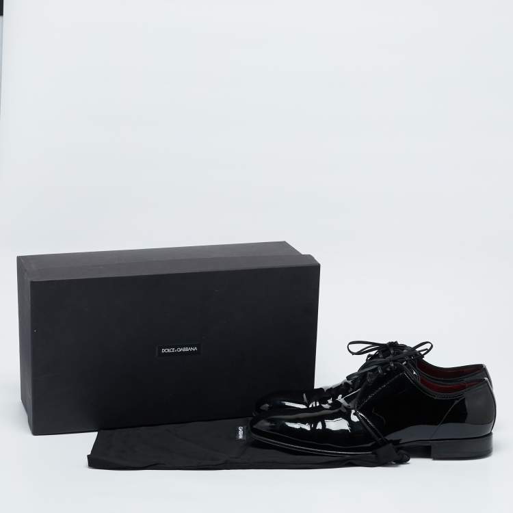 Pre Owned Dolce & Gabbana Black Patent Leather Lace-Up Derby Size 43