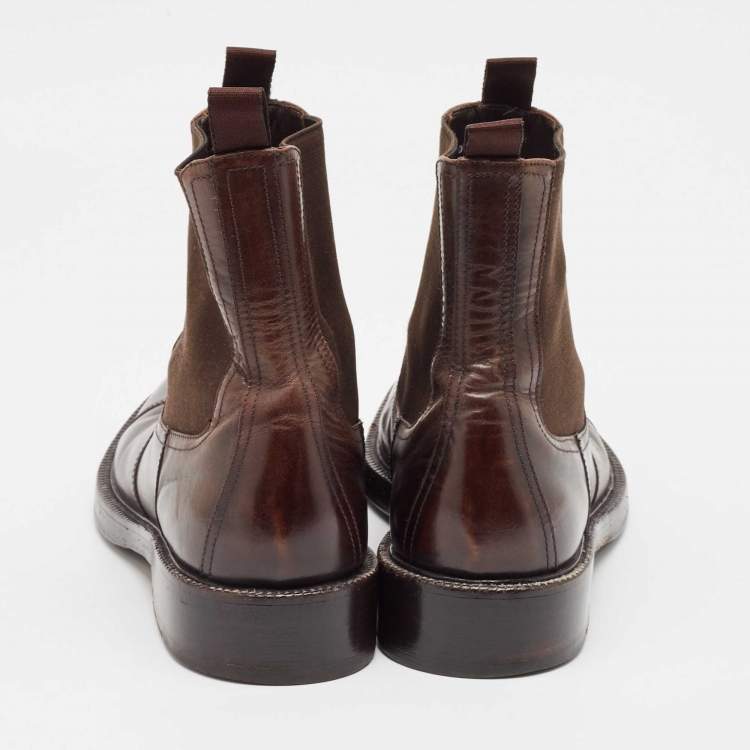 Pre Owned Dolce & Gabbana Brown Leather Ankle Length Boots Size 44