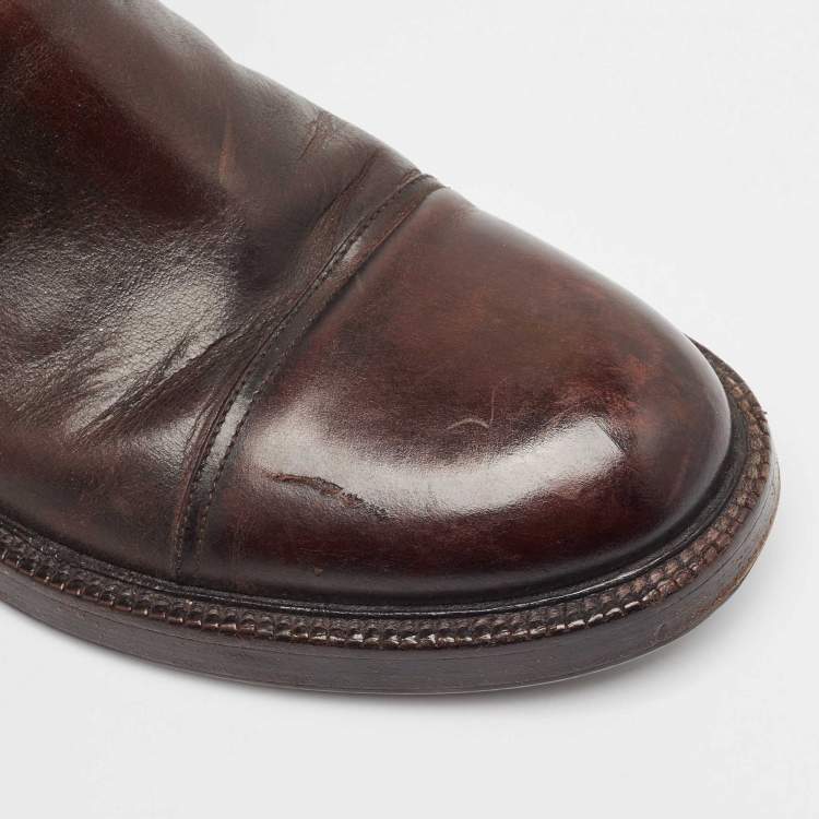 Pre Owned Dolce & Gabbana Brown Leather Ankle Length Boots Size 44