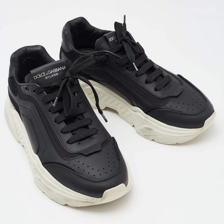 Pre Owned Dolce & Gabbana Black Leather Daymaster Lace Up Sneakers Size 40.5