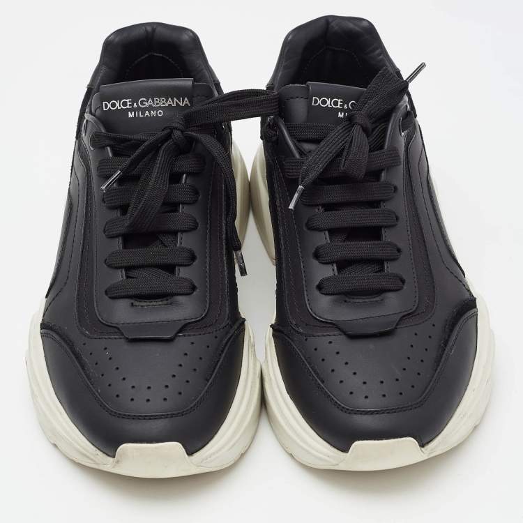 Pre Owned Dolce & Gabbana Black Leather Daymaster Lace Up Sneakers Size 40.5