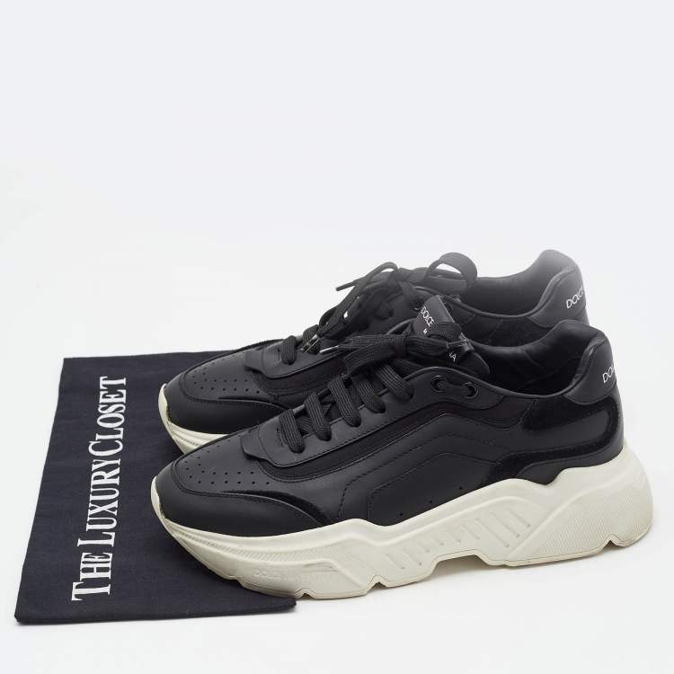 Pre Owned Dolce & Gabbana Black Leather Daymaster Lace Up Sneakers Size 40.5