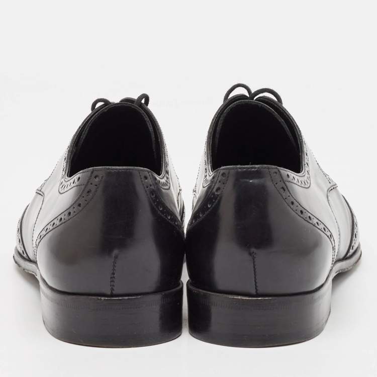 Pre Owned Dolce & Gabbana Black Leather Pointed Toe Derby Size 43.5