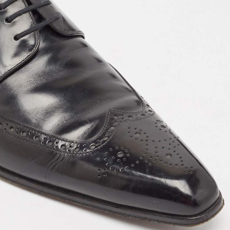Pre Owned Dolce & Gabbana Black Leather Pointed Toe Derby Size 43.5