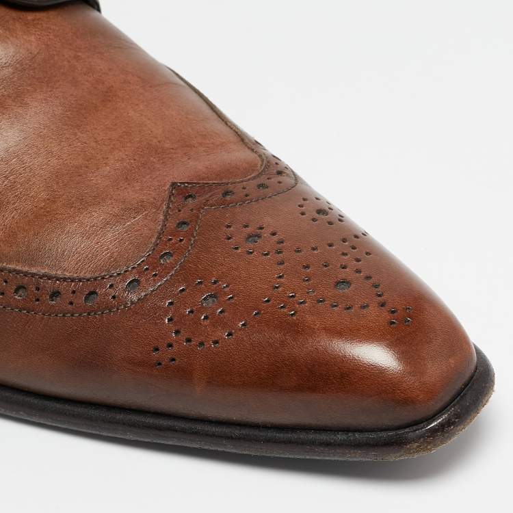 Pre Owned Dolce & Gabbana Brown Leather Brogue Derby Oxfords Size 43