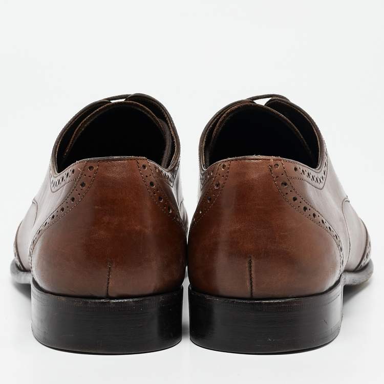 Pre Owned Dolce & Gabbana Brown Leather Brogue Derby Oxfords Size 43