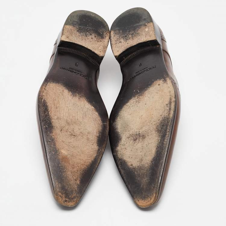 Pre Owned Dolce & Gabbana Brown Leather Brogue Derby Oxfords Size 43