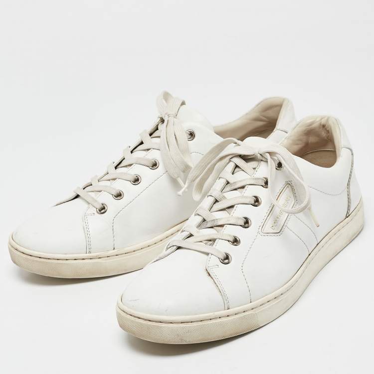 Pre Owned Dolce & Gabbana White Leather Lace Up Sneakers Size 41