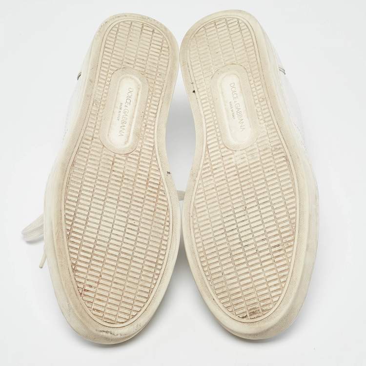 Pre Owned Dolce & Gabbana White Leather Lace Up Sneakers Size 41